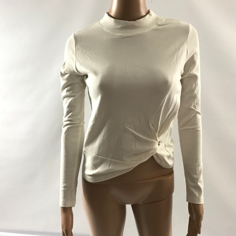 Two Twin Style Women's Top Twist Front Mock Neck